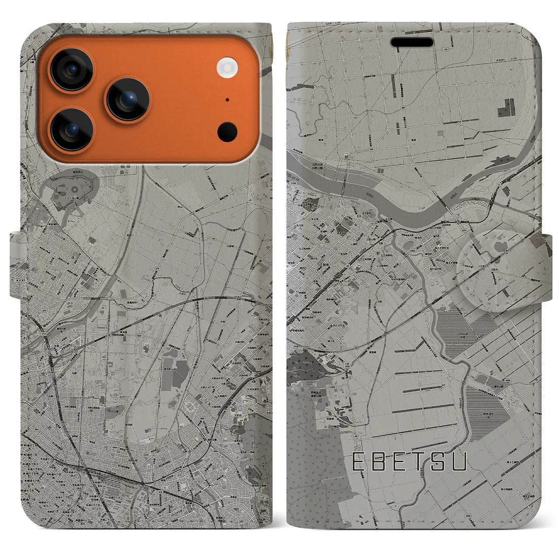 【江別（北海道）】地図柄iPhoneケース（手帳タイプ）