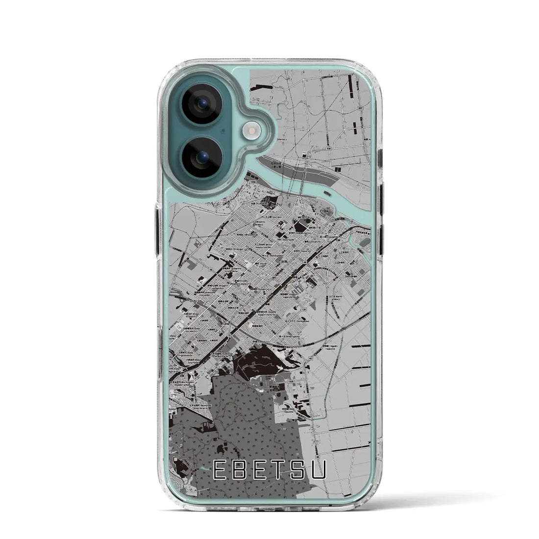 【江別（北海道）】地図柄iPhoneケース（MagSafeタイプ）モノトーン・iPhone 16 Pro 用