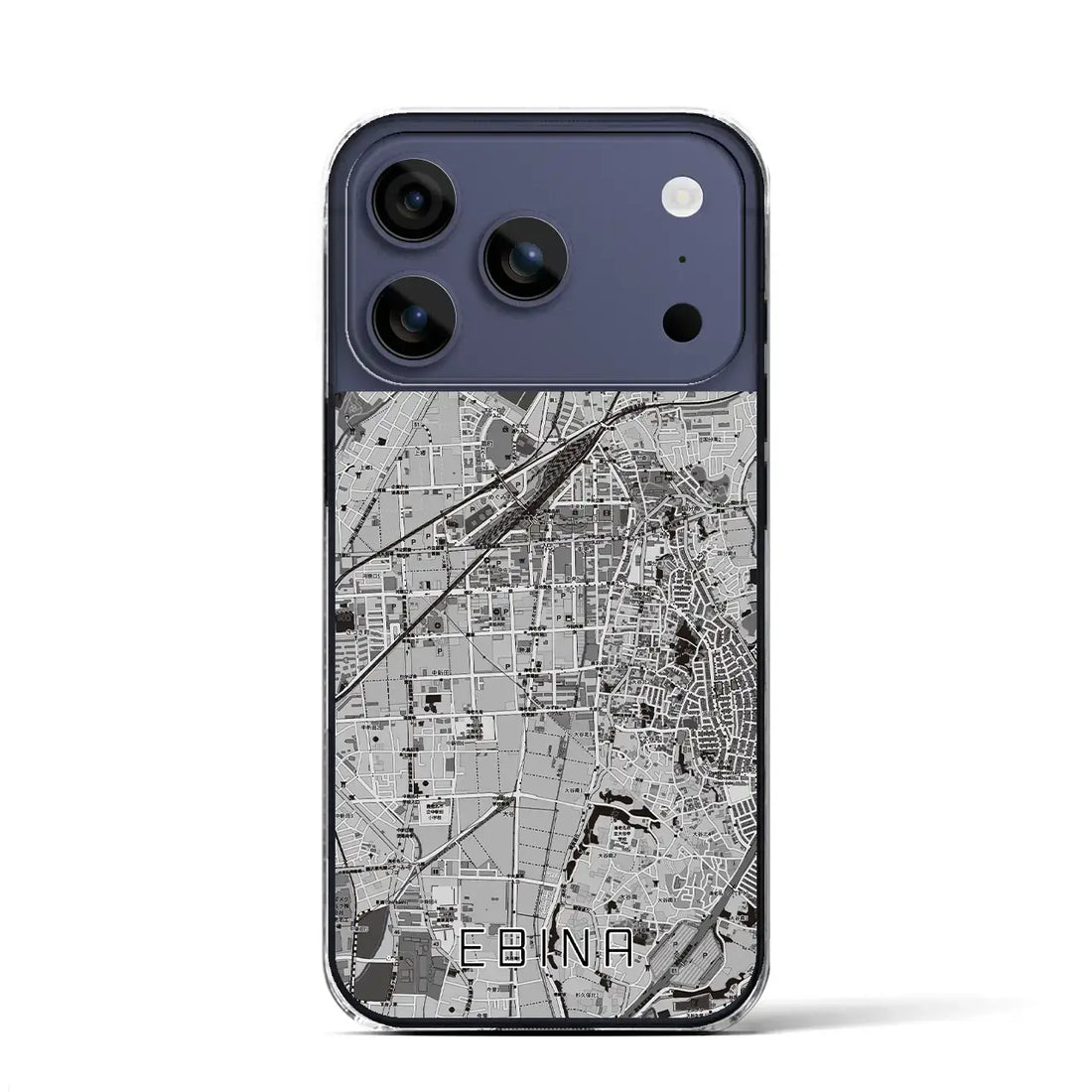 【海老名(神奈川県)】地図柄iPhoneケース(クリアタイプ)モノトーン・iPhone 17 Pro Max 用