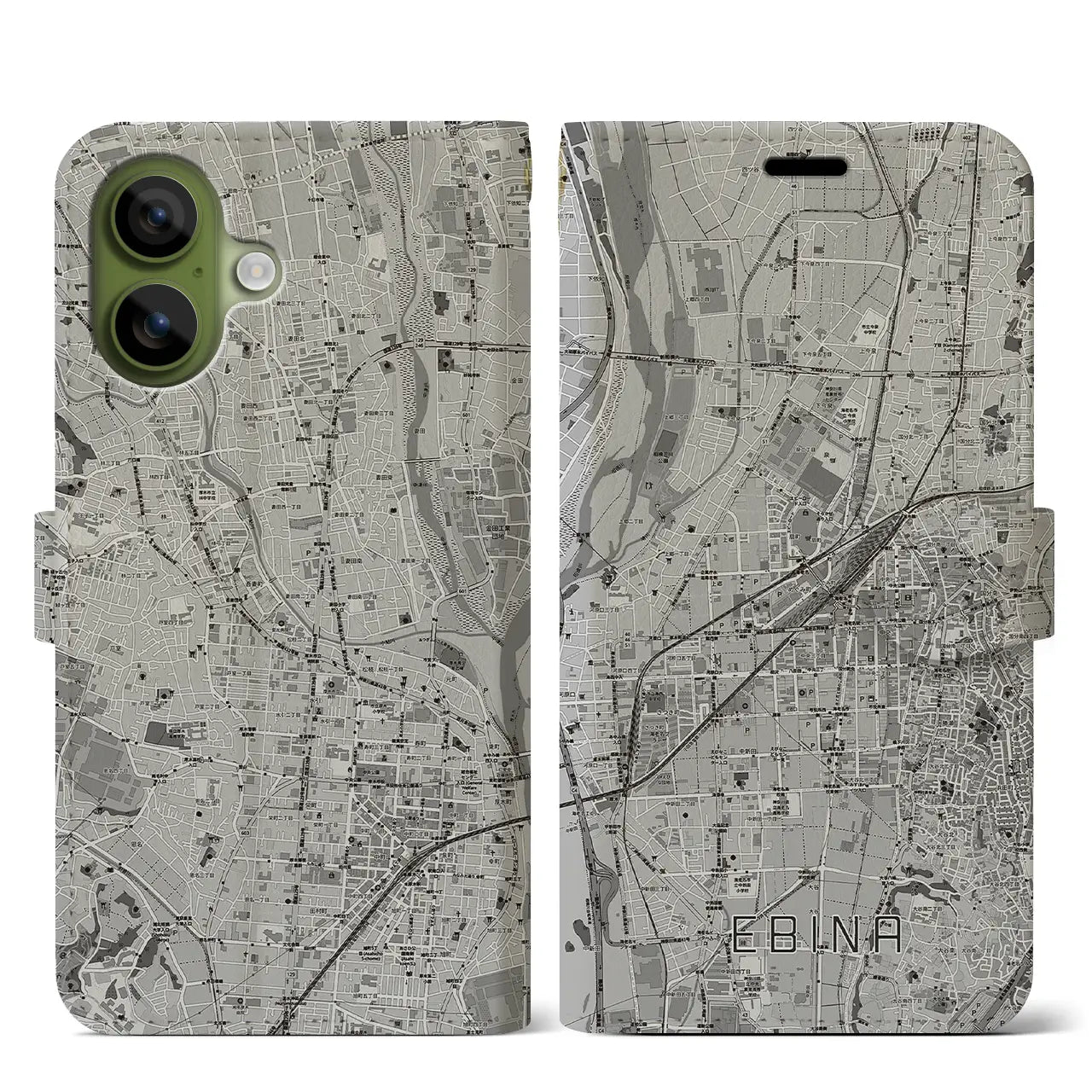 【海老名（神奈川県）】地図柄iPhoneケース（手帳タイプ）