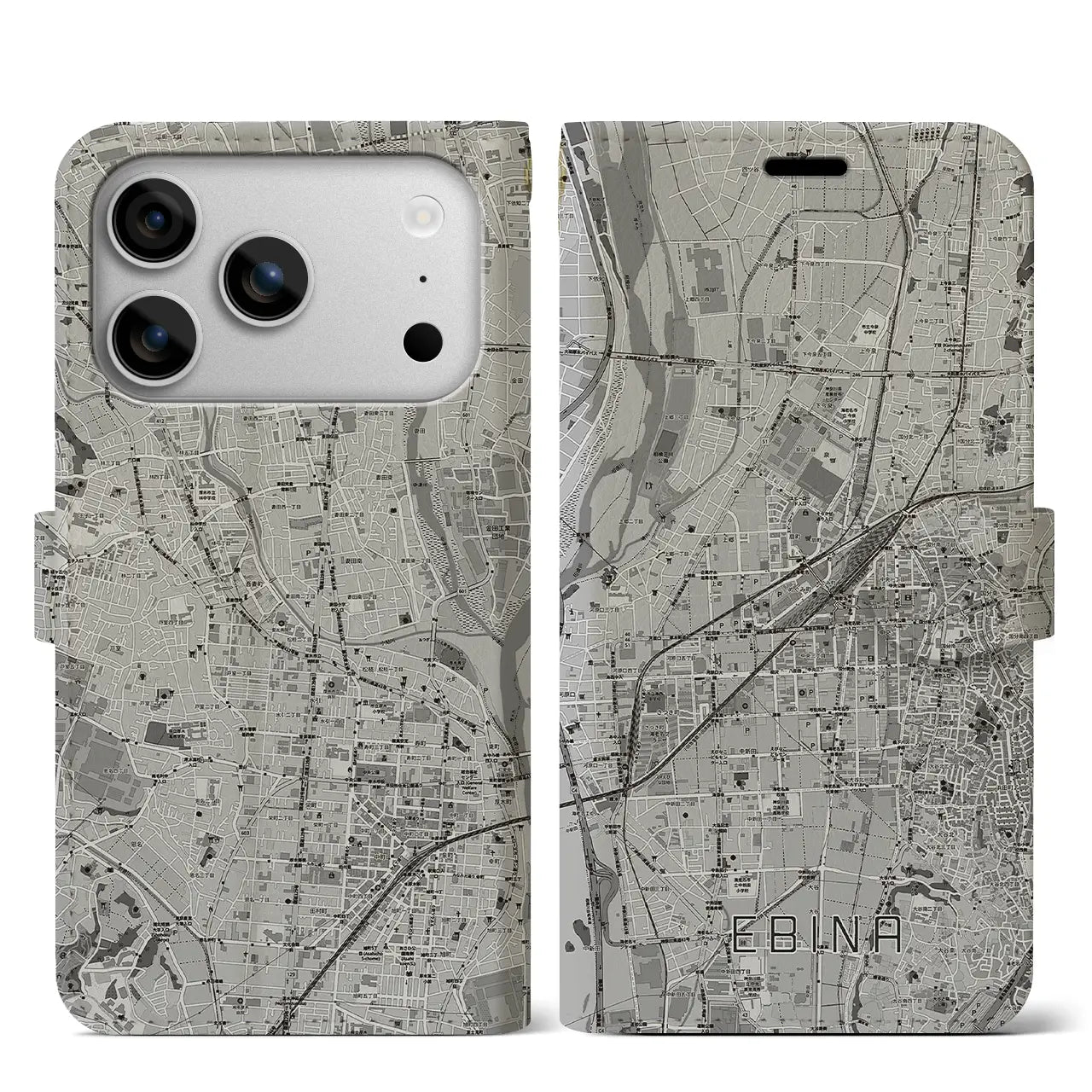 【海老名（神奈川県）】地図柄iPhoneケース（手帳タイプ）