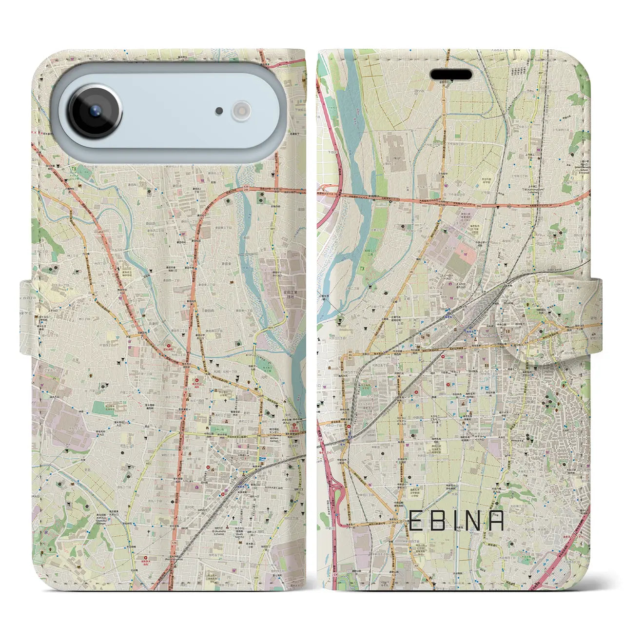 【海老名（神奈川県）】地図柄iPhoneケース（手帳タイプ）