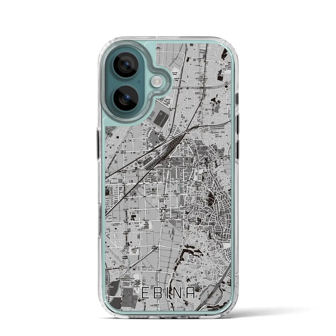 【海老名（神奈川県）】地図柄iPhoneケース（MagSafeタイプ）モノトーン・iPhone 16 Pro 用