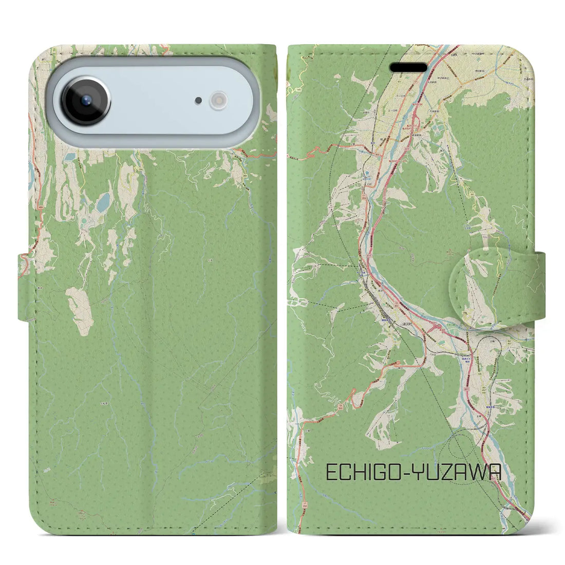 【越後湯沢（新潟県）】地図柄iPhoneケース（手帳タイプ）モノトーン・iPhone 17 Pro Max 用