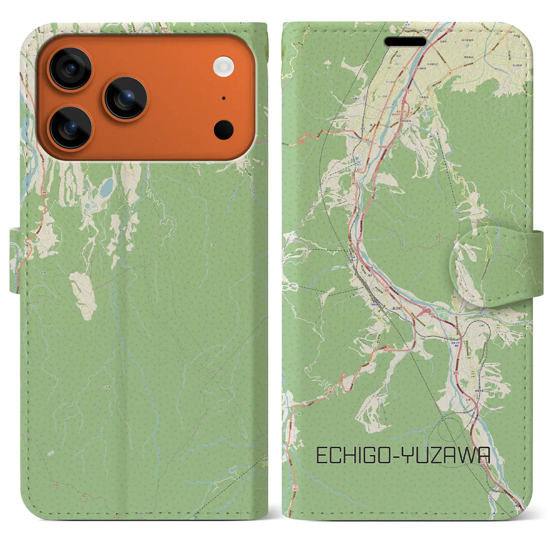 【越後湯沢（新潟県）】地図柄iPhoneケース（手帳タイプ）ナチュラル・iPhone 17 Pro Max 用