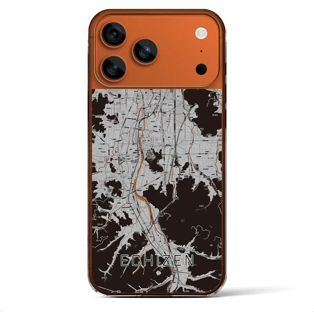 【越前（福井県）】地図柄iPhoneケース（クリアタイプ）モノトーン・iPhone 17 Pro Max 用