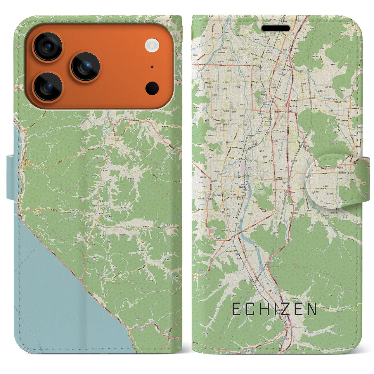 【越前（福井県）】地図柄iPhoneケース（手帳タイプ）