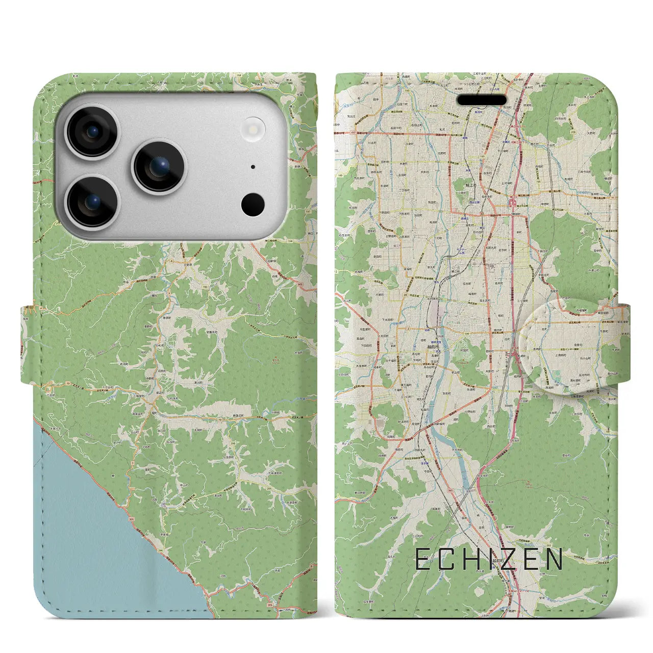 【越前（福井県）】地図柄iPhoneケース（手帳タイプ）