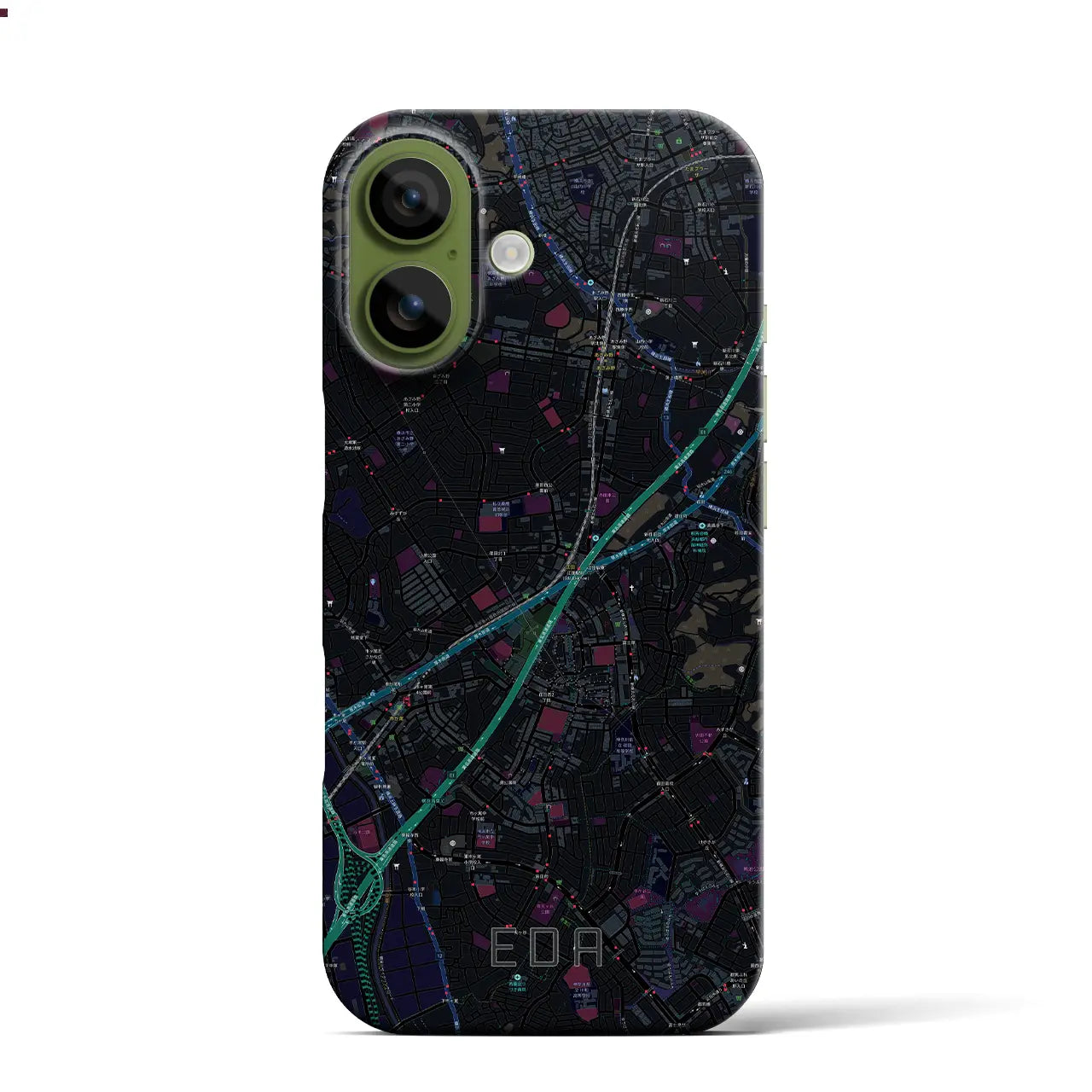 【江田（神奈川県）】地図柄iPhoneケース（バックカバータイプ）