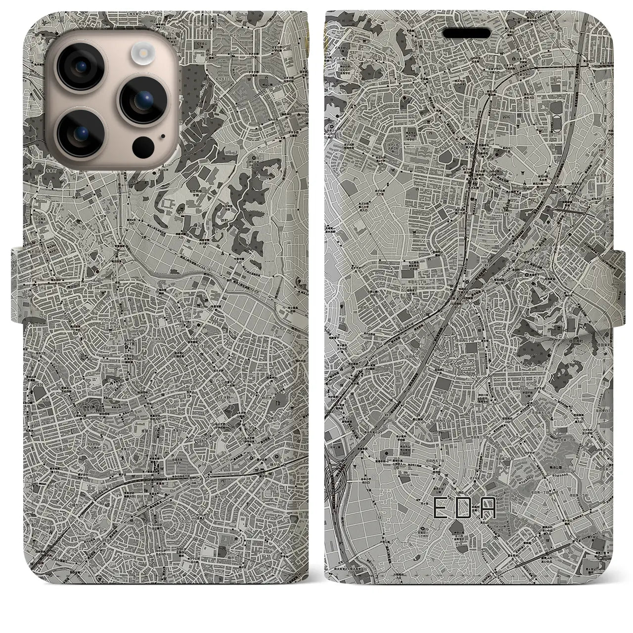 【江田（神奈川県）】地図柄iPhoneケース（手帳タイプ）