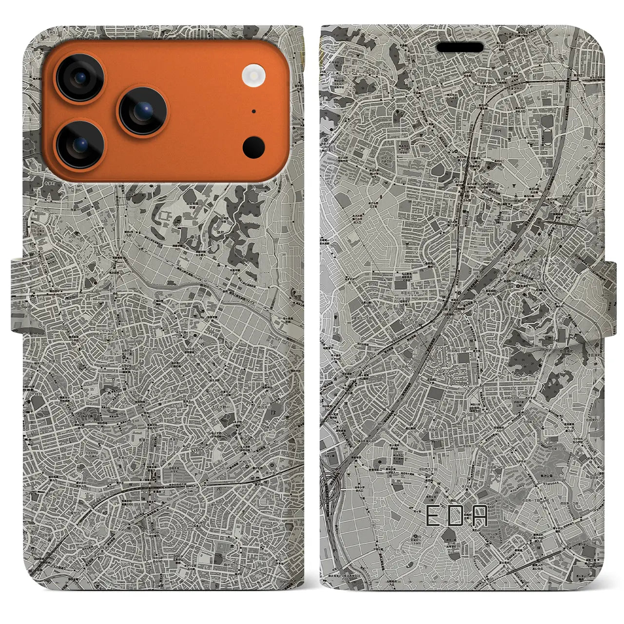 【江田（神奈川県）】地図柄iPhoneケース（手帳タイプ）