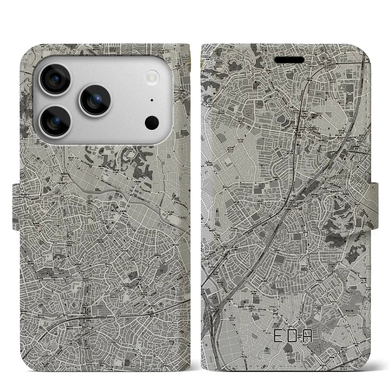 【江田（神奈川県）】地図柄iPhoneケース（手帳タイプ）