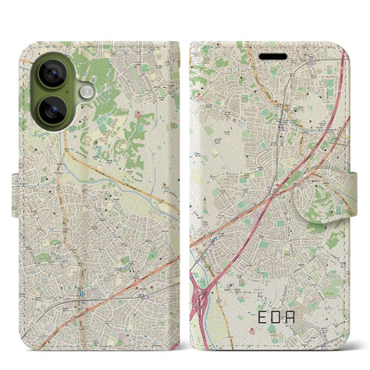 【江田（神奈川県）】地図柄iPhoneケース（手帳タイプ）