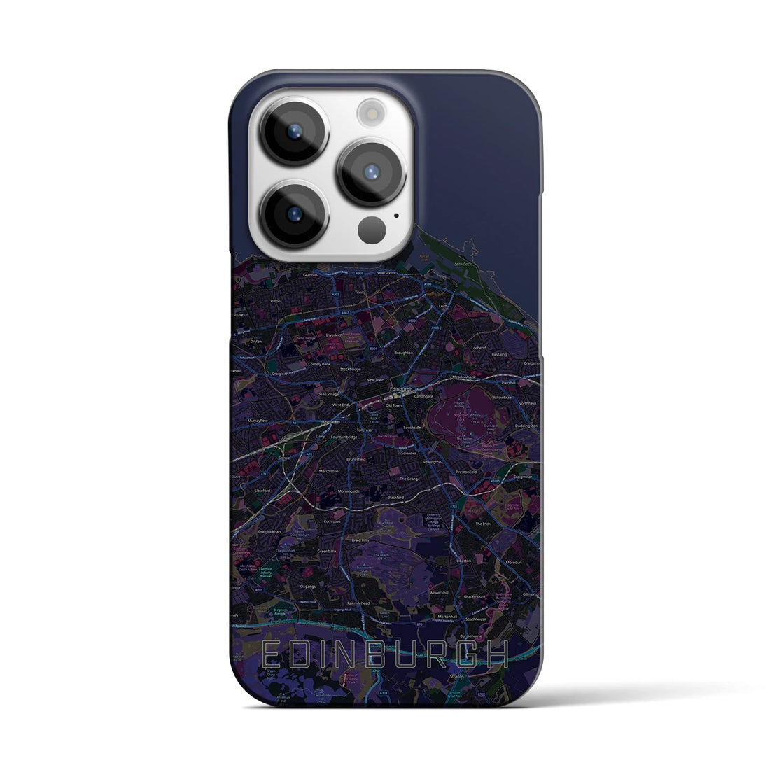 【エディンバラ】地図柄iPhoneケース（バックカバータイプ・ブラック）iPhone 14 Pro 用
