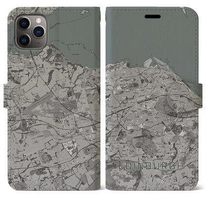 【エディンバラ（イギリス）】地図柄iPhoneケース（手帳タイプ）モノトーン・iPhone 11 Pro Max 用