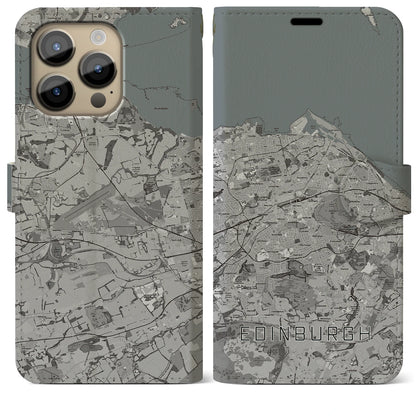 【エディンバラ（イギリス）】地図柄iPhoneケース（手帳タイプ）モノトーン・iPhone 14 Pro Max 用
