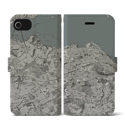 【エディンバラ（イギリス）】地図柄iPhoneケース（手帳タイプ）モノトーン・iPhone SE（第3 / 第2世代） / 8 / 7 / 6s / 6 用