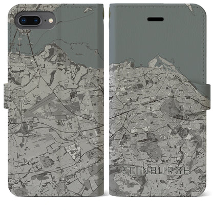 【エディンバラ（イギリス）】地図柄iPhoneケース（手帳タイプ）モノトーン・iPhone 8Plus /7Plus / 6sPlus / 6Plus 用