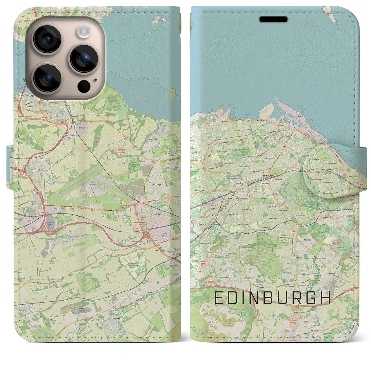 【エディンバラ（イギリス）】地図柄iPhoneケース（手帳タイプ）ナチュラル・iPhone 16 Plus 用