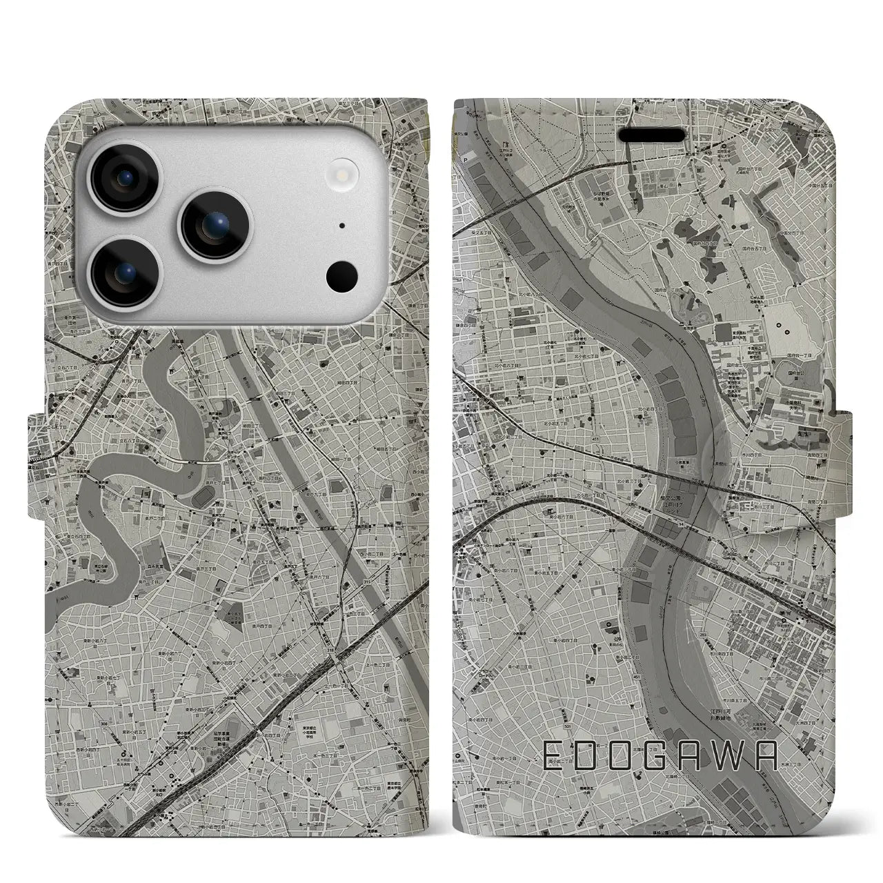 【江戸川（東京都）】地図柄iPhoneケース（手帳タイプ）
