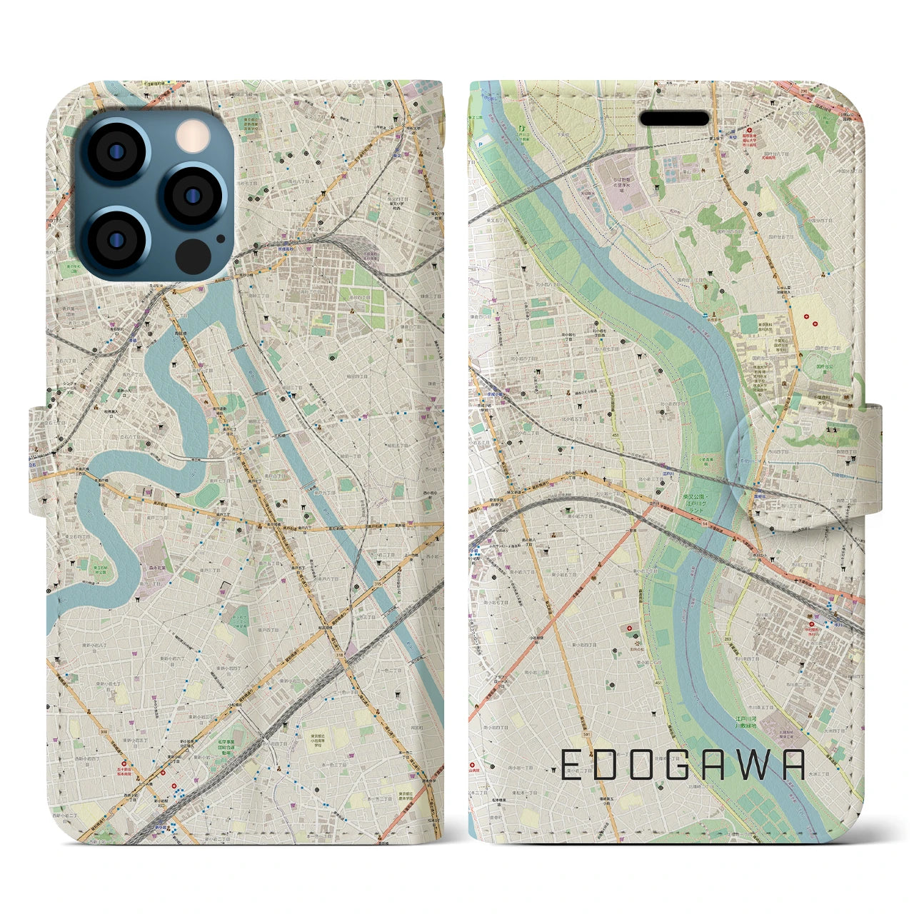 【江戸川（東京都）】地図柄iPhoneケース（手帳タイプ）