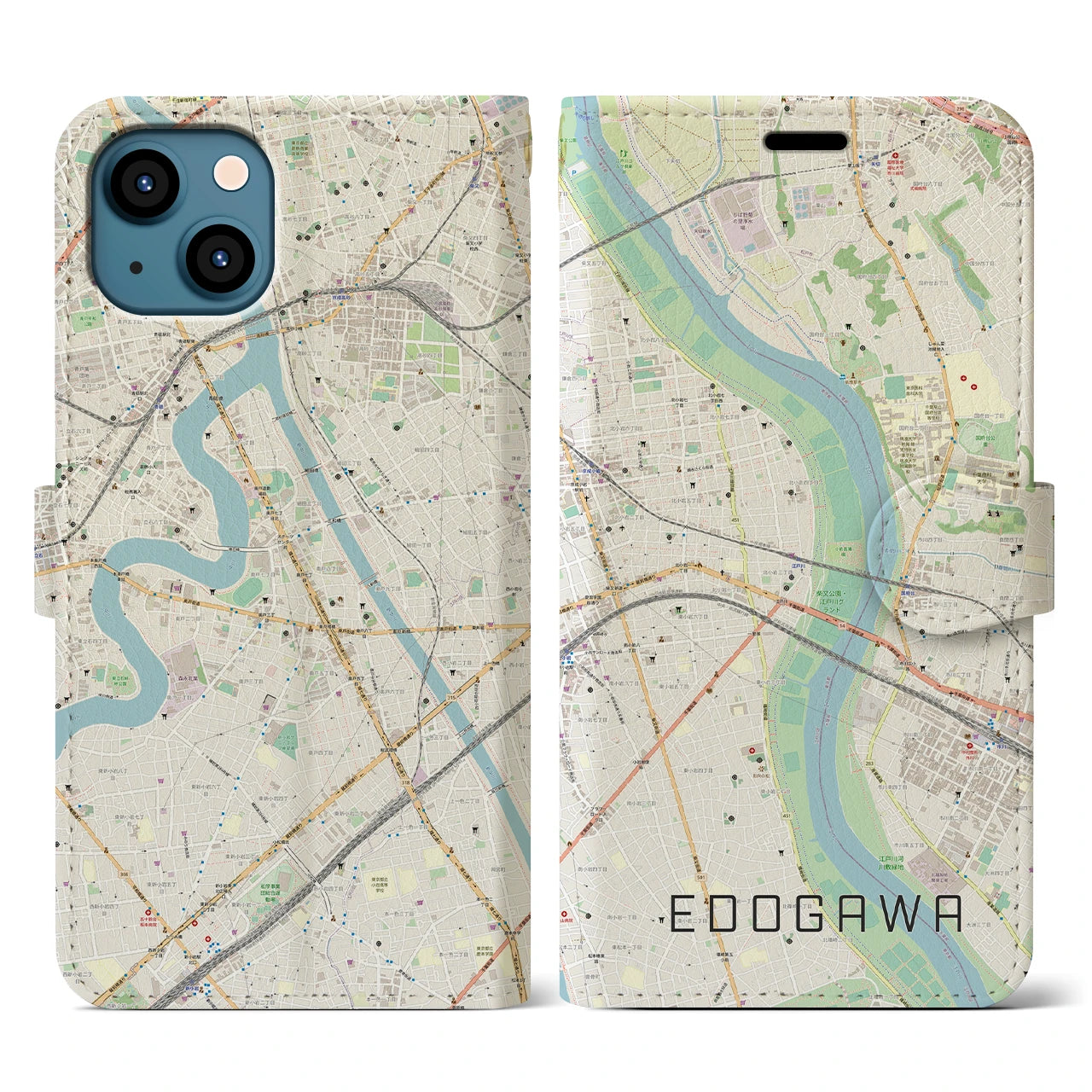 【江戸川（東京都）】地図柄iPhoneケース（手帳タイプ）