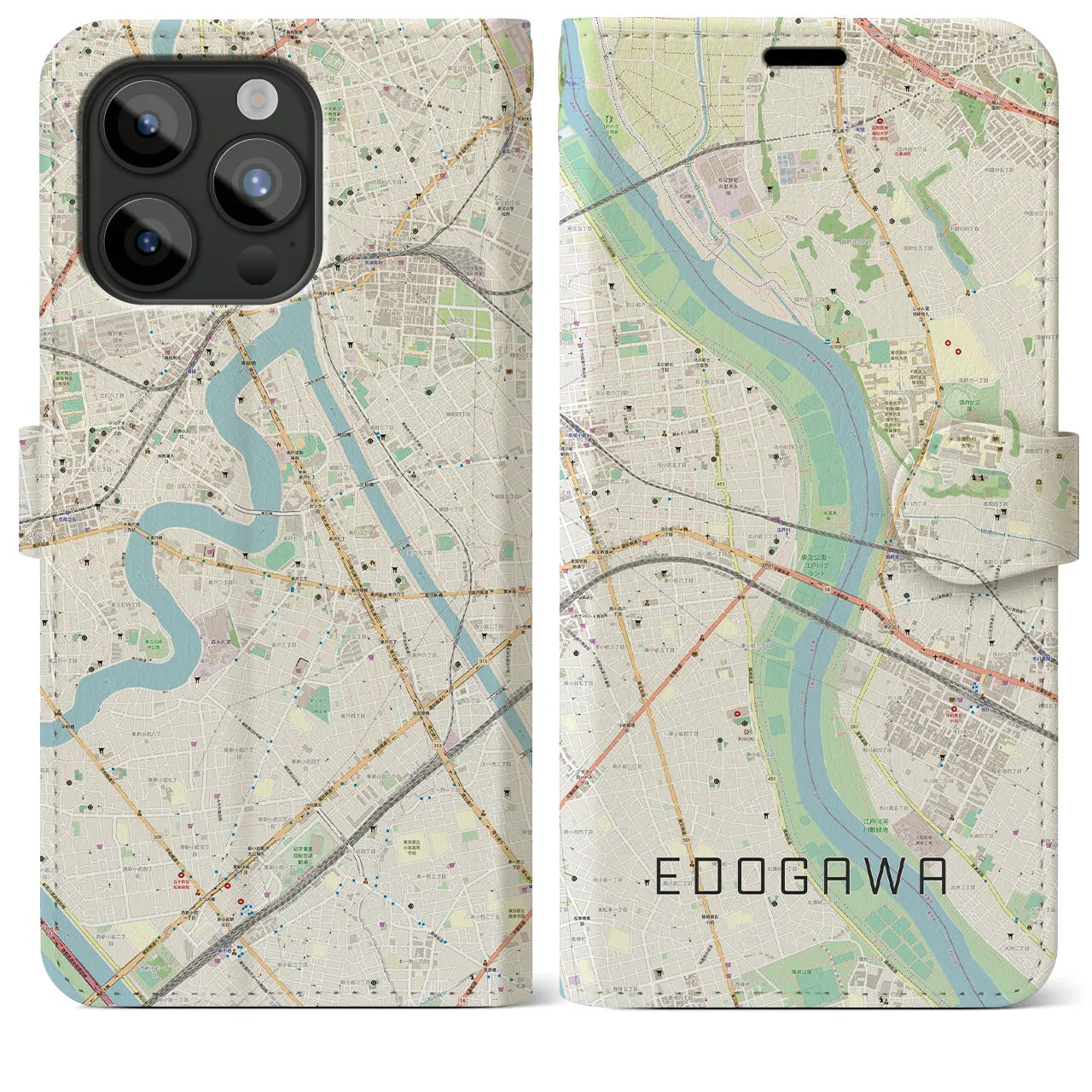 【江戸川（東京都）】地図柄iPhoneケース（手帳タイプ）