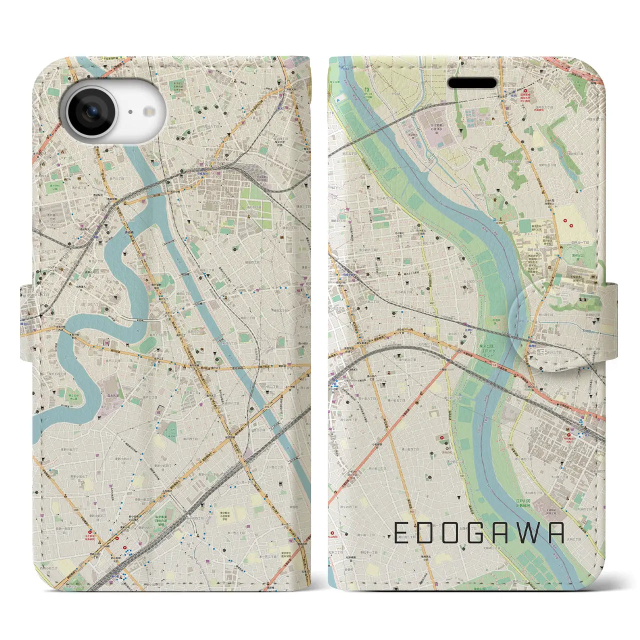 【江戸川（東京都）】地図柄iPhoneケース（手帳タイプ）
