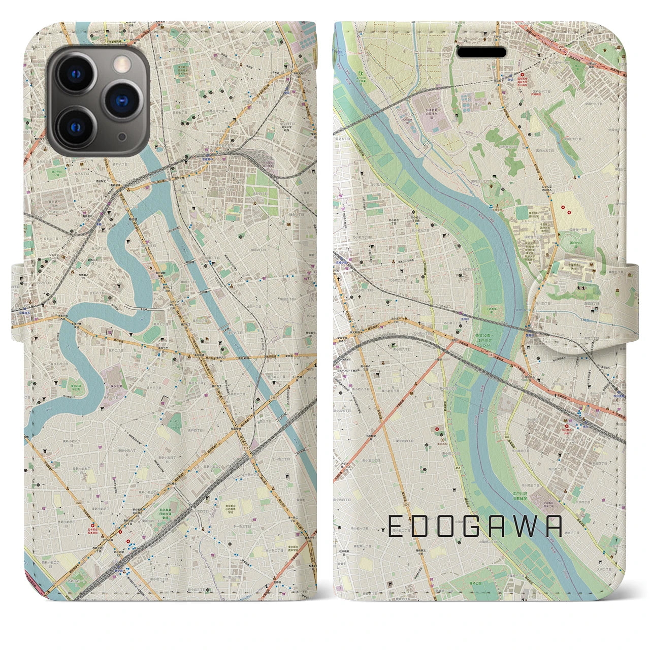 【江戸川（東京都）】地図柄iPhoneケース（手帳タイプ）