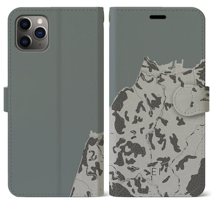 【江井（兵庫県）】地図柄iPhoneケース（手帳タイプ）モノトーン・iPhone 11 Pro Max 用