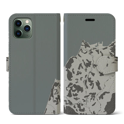 【江井（兵庫県）】地図柄iPhoneケース（手帳タイプ）モノトーン・iPhone 11 Pro 用