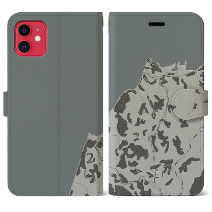 【江井（兵庫県）】地図柄iPhoneケース（手帳タイプ）モノトーン・iPhone 11 用