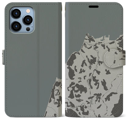 【江井（兵庫県）】地図柄iPhoneケース（手帳タイプ）モノトーン・iPhone 13 Pro Max 用
