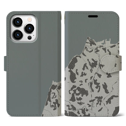 【江井（兵庫県）】地図柄iPhoneケース（手帳タイプ）モノトーン・iPhone 13 Pro 用