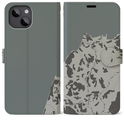 【江井（兵庫県）】地図柄iPhoneケース（手帳タイプ）モノトーン・iPhone 14 Plus 用