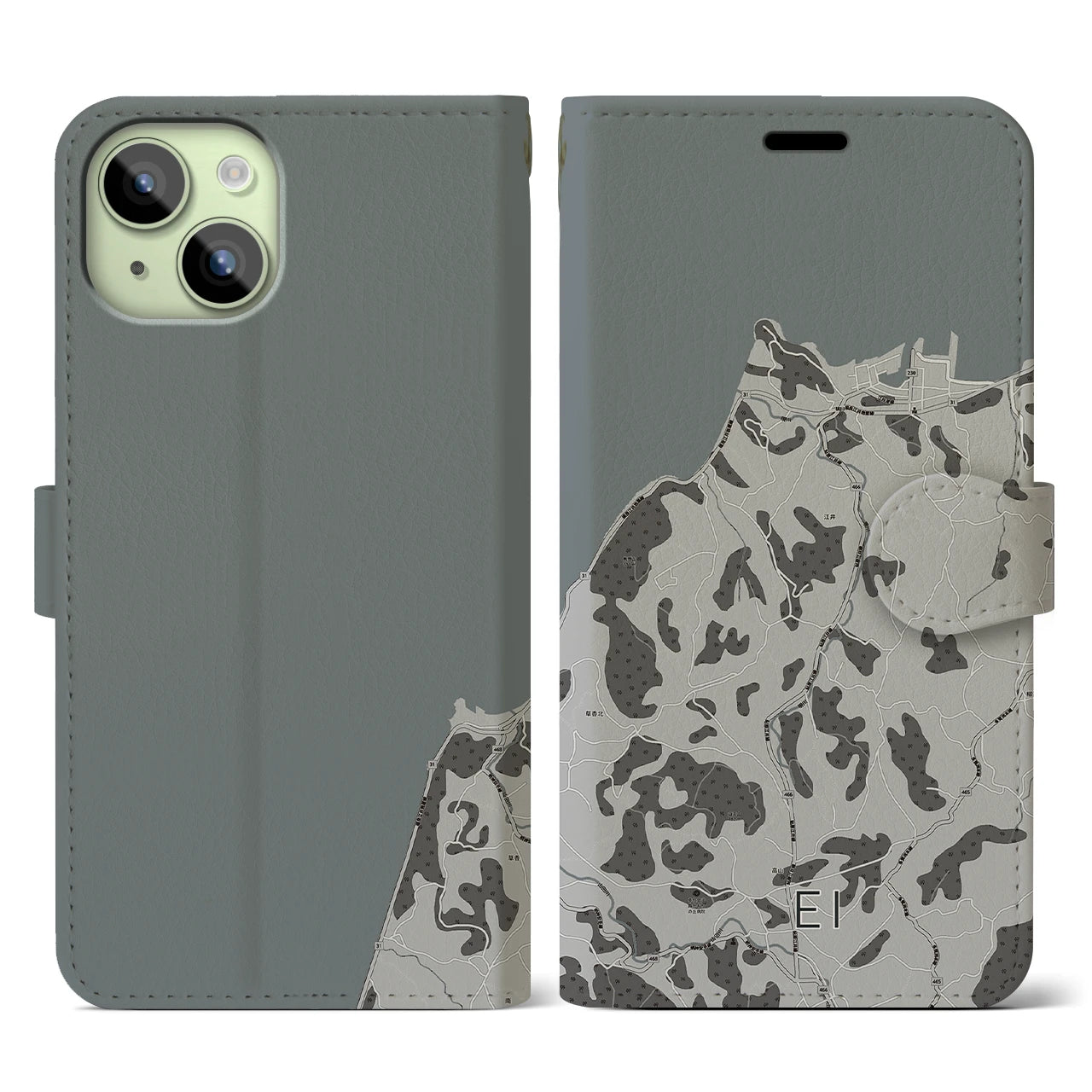 【江井（兵庫県）】地図柄iPhoneケース（手帳タイプ）