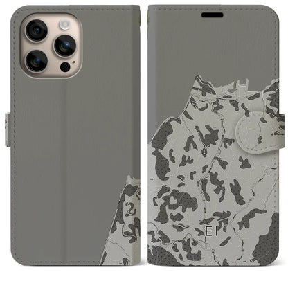 【江井（兵庫県）】地図柄iPhoneケース（手帳タイプ）モノトーン・iPhone 16 Plus 用