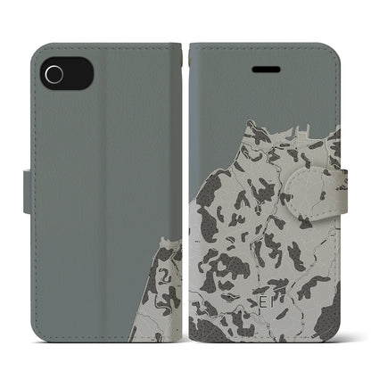 【江井（兵庫県）】地図柄iPhoneケース（手帳タイプ）モノトーン・iPhone SE（第3 / 第2世代） / 8 / 7 / 6s / 6 用