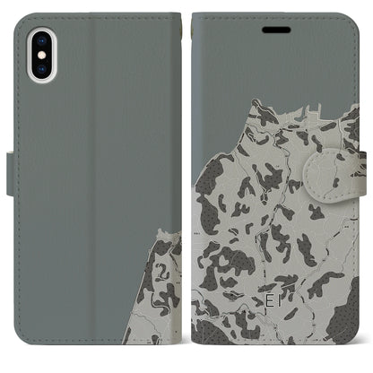 【江井（兵庫県）】地図柄iPhoneケース（手帳タイプ）モノトーン・iPhone XS Max 用