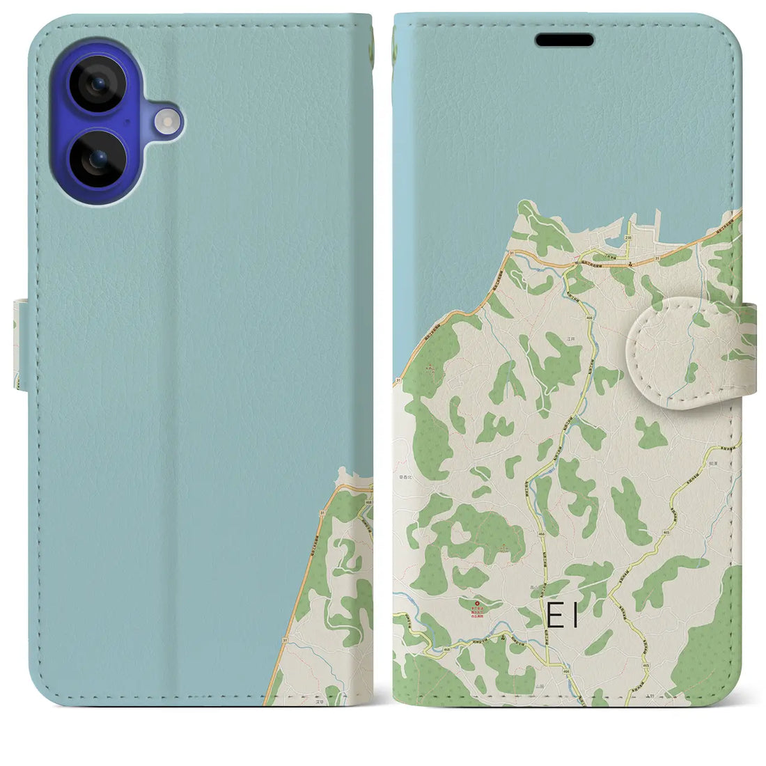 【江井（兵庫県）】地図柄iPhoneケース（手帳タイプ）ナチュラル・iPhone 16 Pro Max 用