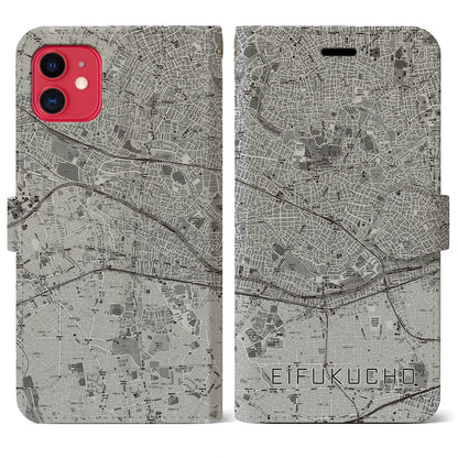 【永福町（東京都）】地図柄iPhoneケース（手帳タイプ）モノトーン・iPhone 11 用