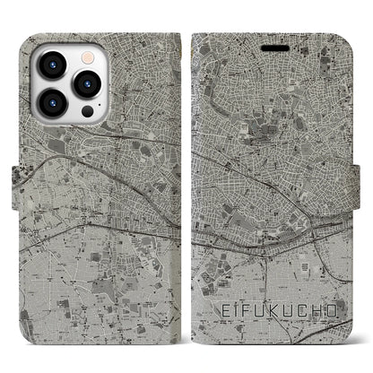 【永福町（東京都）】地図柄iPhoneケース（手帳タイプ）モノトーン・iPhone 13 Pro 用