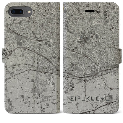 【永福町（東京都）】地図柄iPhoneケース（手帳タイプ）モノトーン・iPhone 8Plus /7Plus / 6sPlus / 6Plus 用