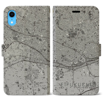 【永福町（東京都）】地図柄iPhoneケース（手帳タイプ）モノトーン・iPhone XR 用
