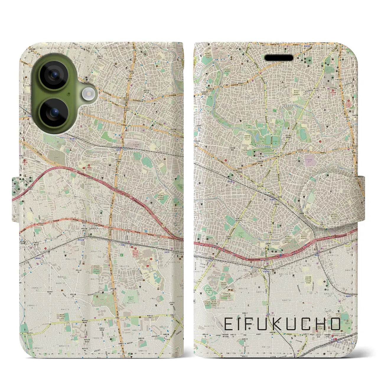 【永福町（東京都）】地図柄iPhoneケース（手帳タイプ）