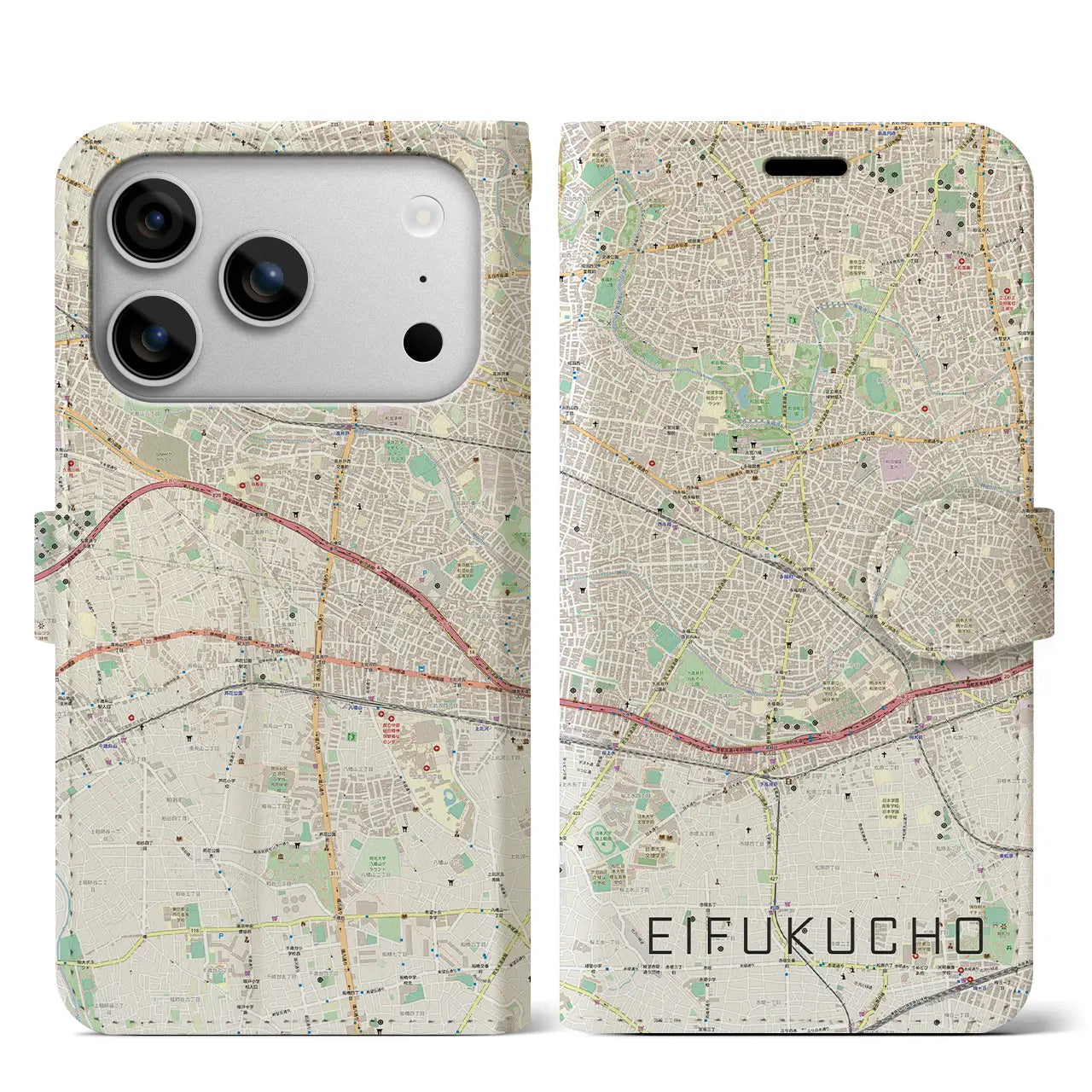 【永福町（東京都）】地図柄iPhoneケース（手帳タイプ）