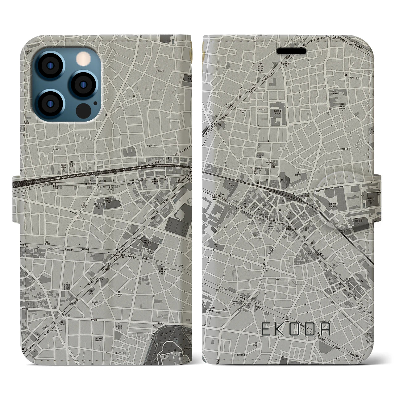 【江古田（東京都）】地図柄iPhoneケース（手帳タイプ）