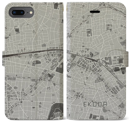 【江古田（東京都）】地図柄iPhoneケース（手帳タイプ）モノトーン・iPhone 8Plus /7Plus / 6sPlus / 6Plus 用