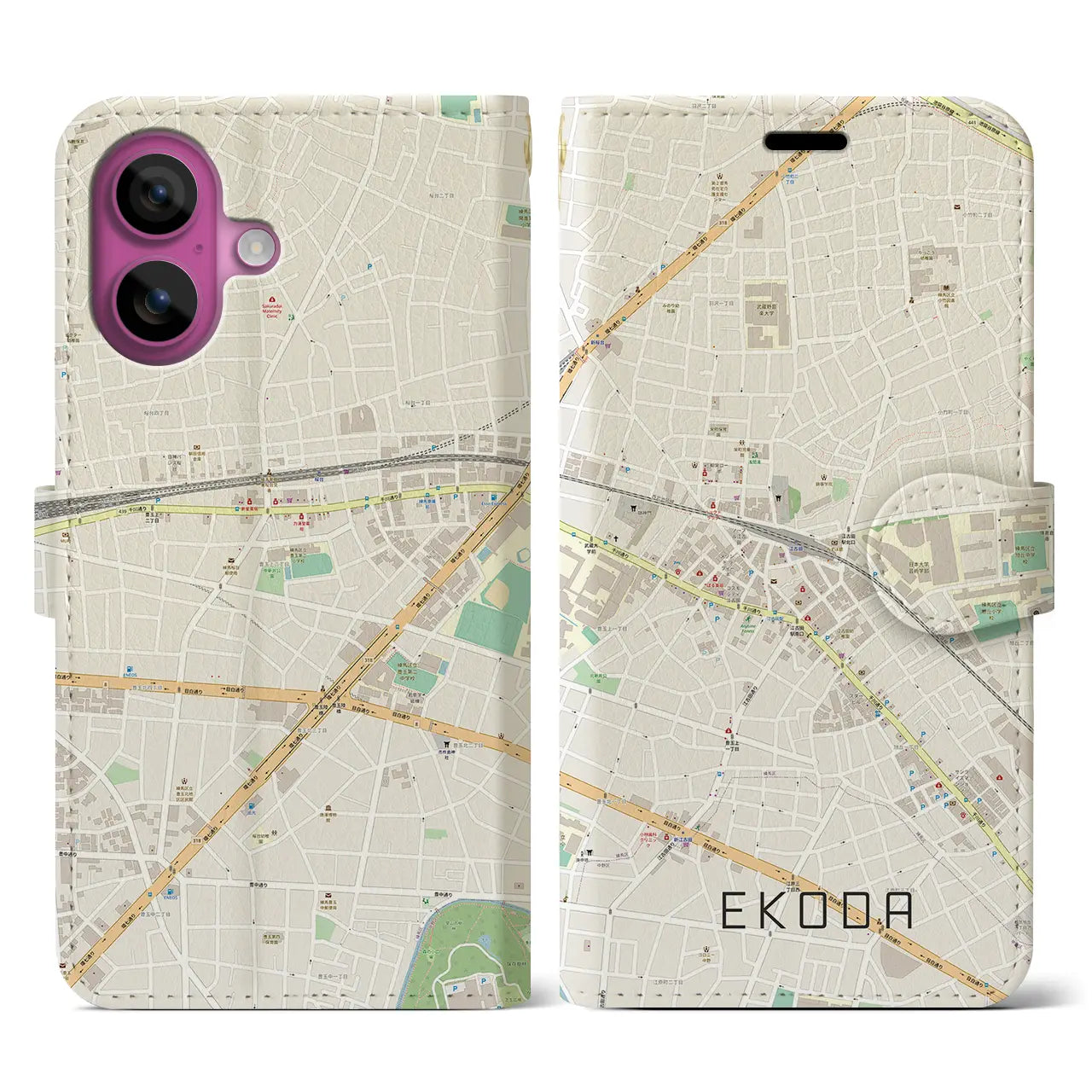 【江古田（東京都）】地図柄iPhoneケース（手帳タイプ）