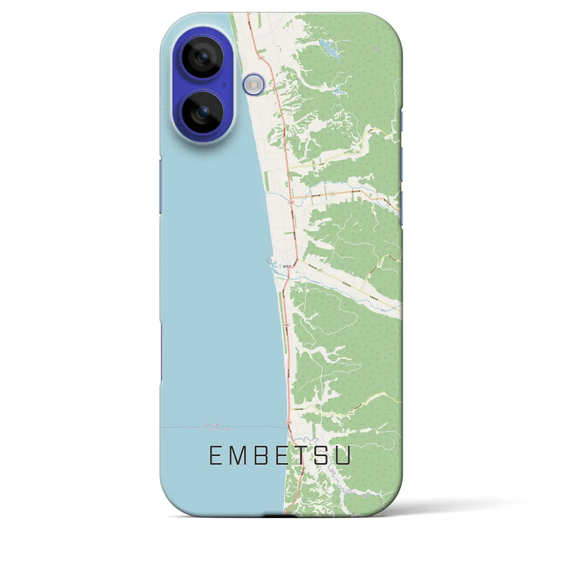 【遠別(北海道)】地図柄iPhoneケース(バックカバータイプ)ブラック・iPhone 16 Pro Max 用